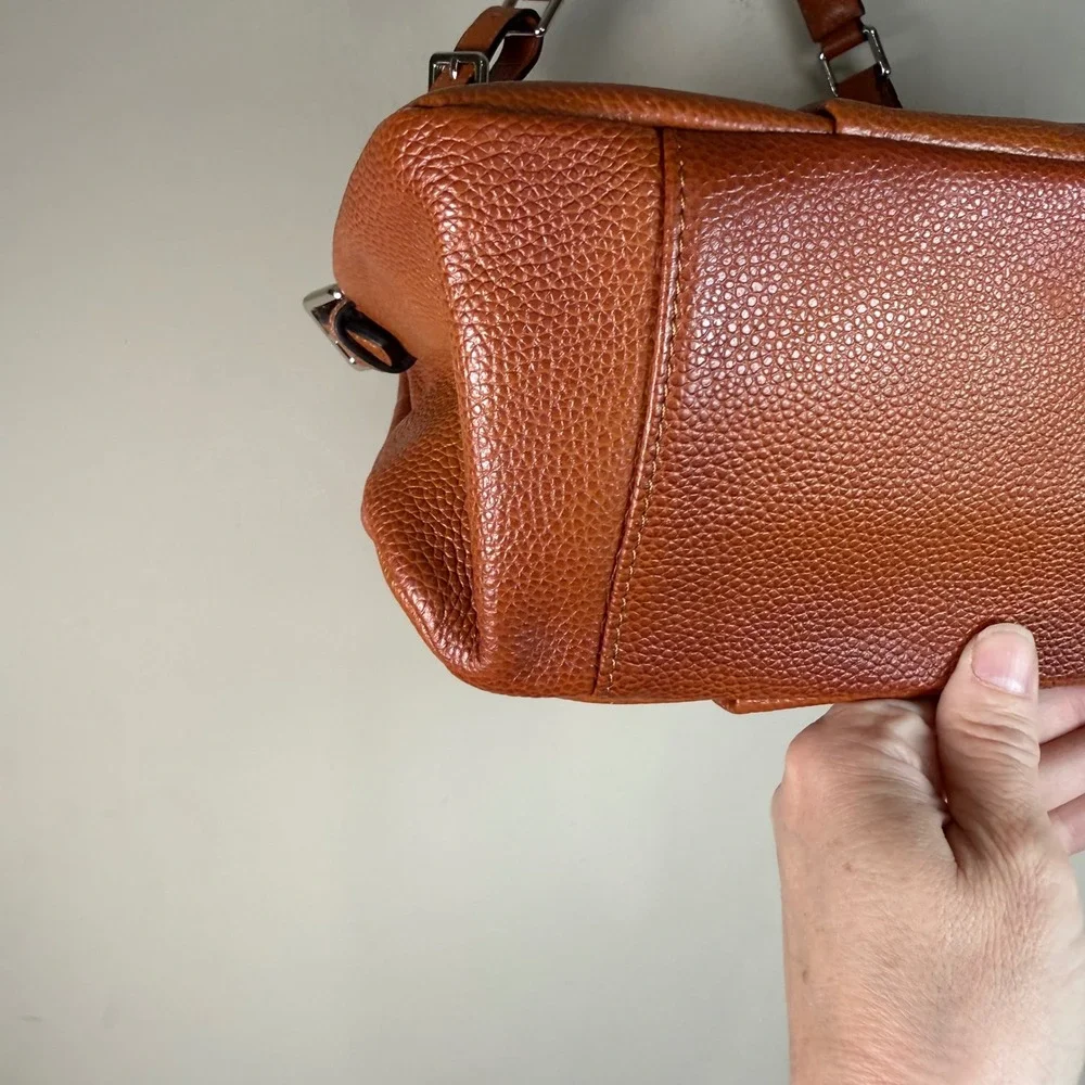 S-Zone Ombre Cognac Brown Pebbled Leather Hobo Shoulder Bag